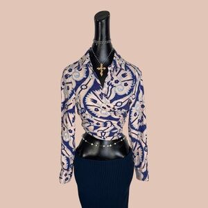 Christian Siriano New York linen blend tie-front blouse